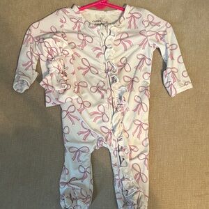Caden Lane newborn pajama & bow set
